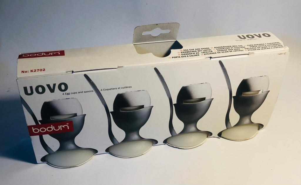 Vier vintage eierdopjes van Bodum, wit, Ophalen of Verzenden