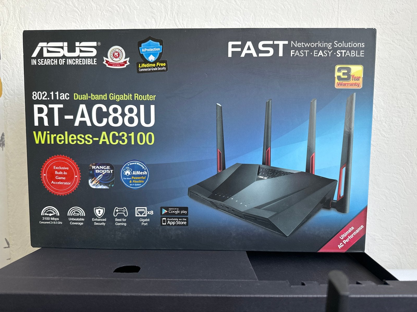 ASUS RT-AC88U Dual-band Gigabit Router Wireless-AC3100, Computers en Software, Ophalen, Zo goed als nieuw, Router
