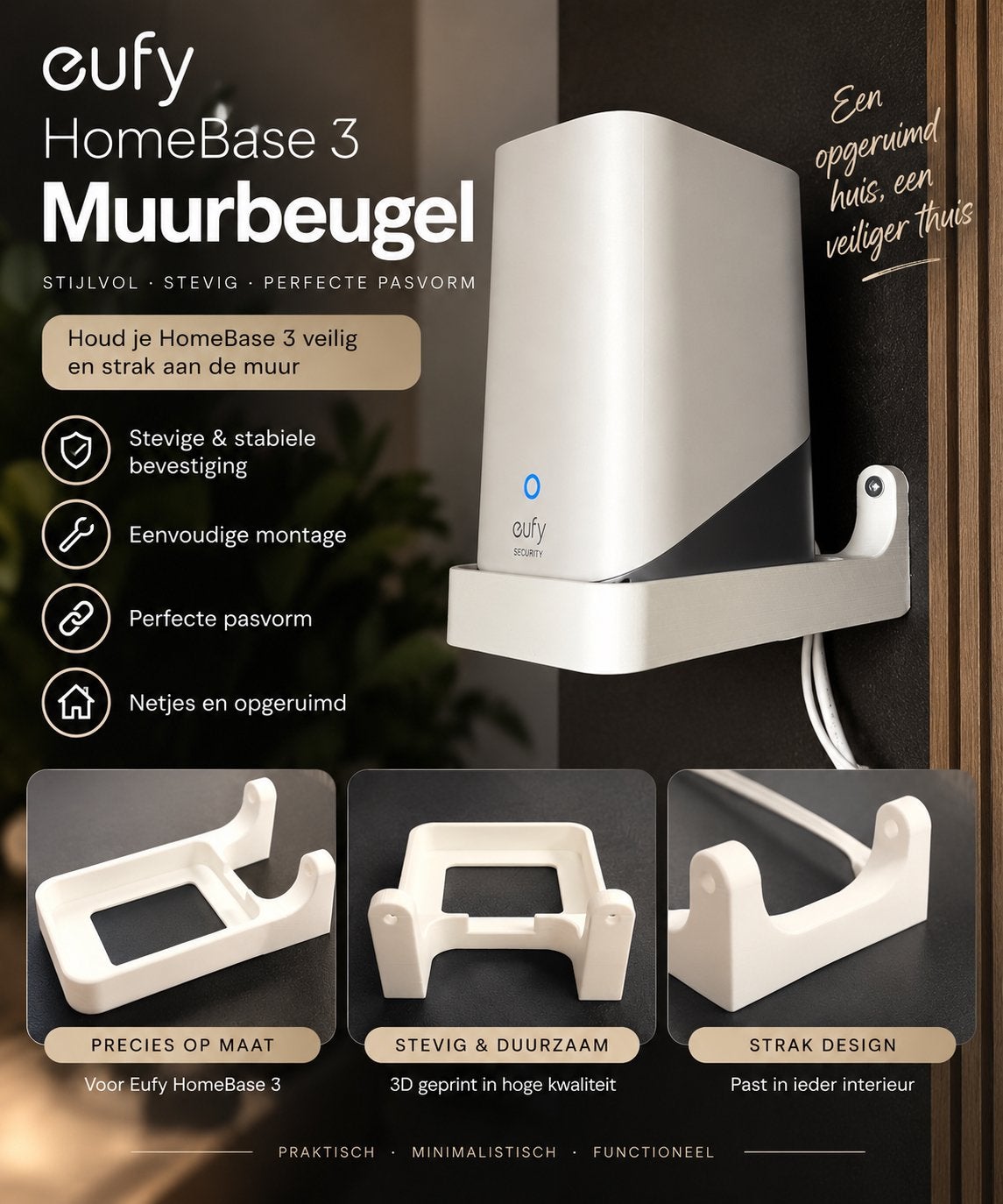 Muurbeugel voor Eufy HomeBase 3 - Zwart of Wit, Ophalen of Verzenden, Nieuw, Buitencamera