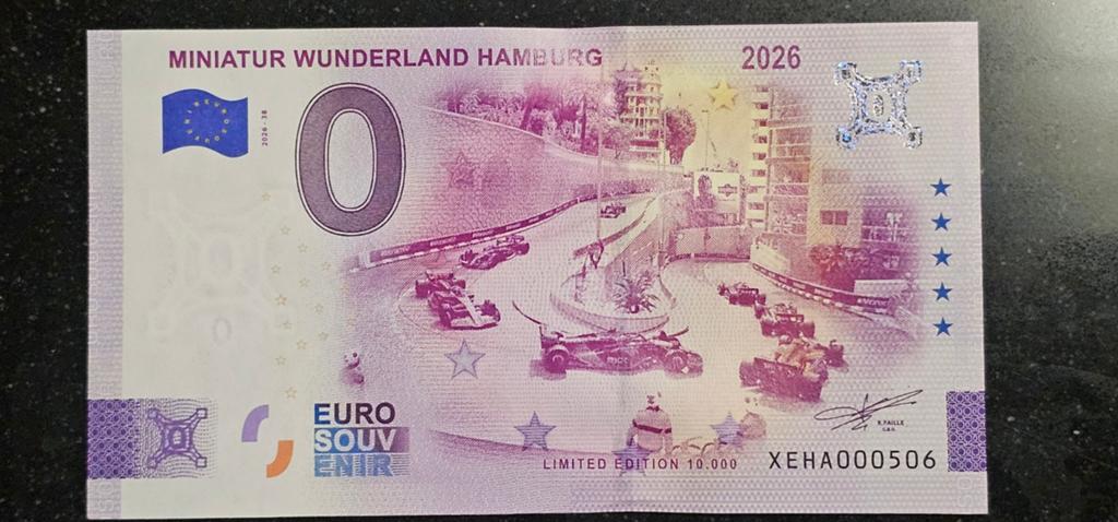 O euro biljet Miniatur Wunderland Hamburg 2026, Ophalen of Verzenden, Monaco, 2 euro