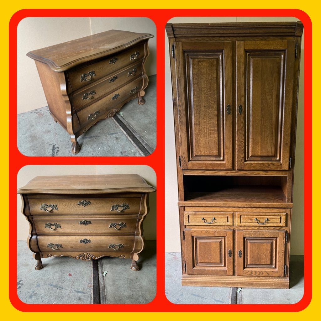 072. Vintage Eiken houten kasten twee stuks, Antiek en Kunst, Ophalen