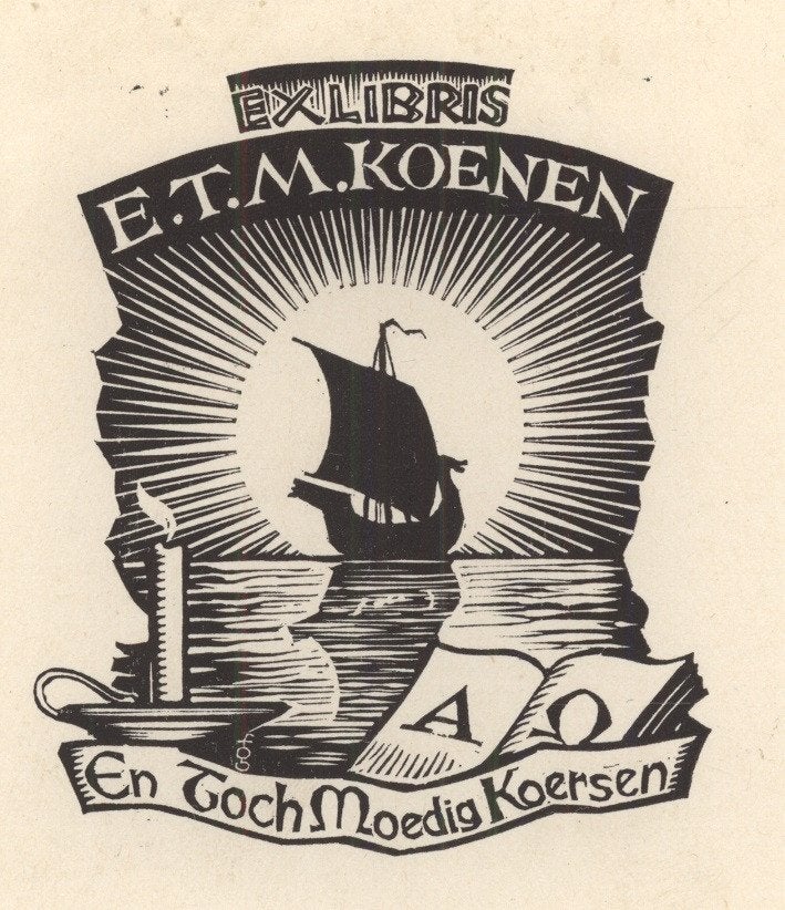 0586 Ex Libris Nederland : Harry Corvers, 1945, Verzenden, Ex libris