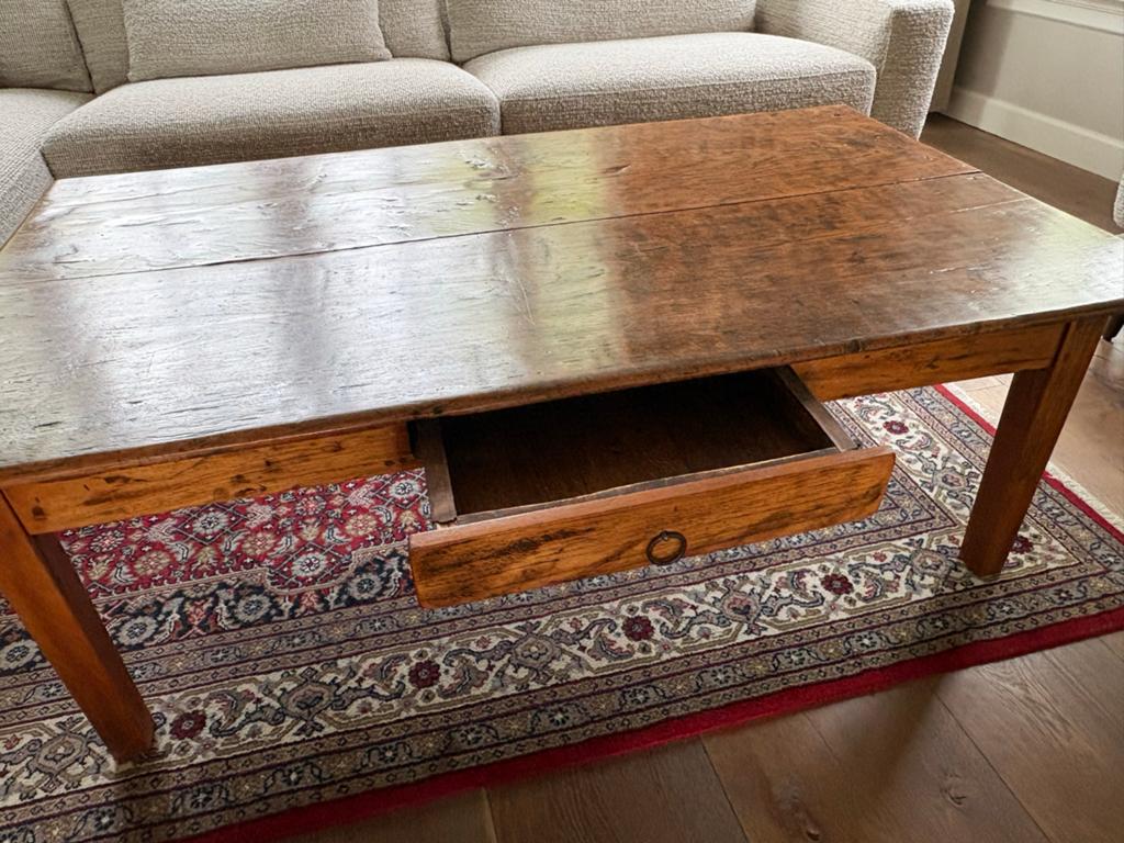 Antieke Teakhouten Salontafel met Lade, Ophalen