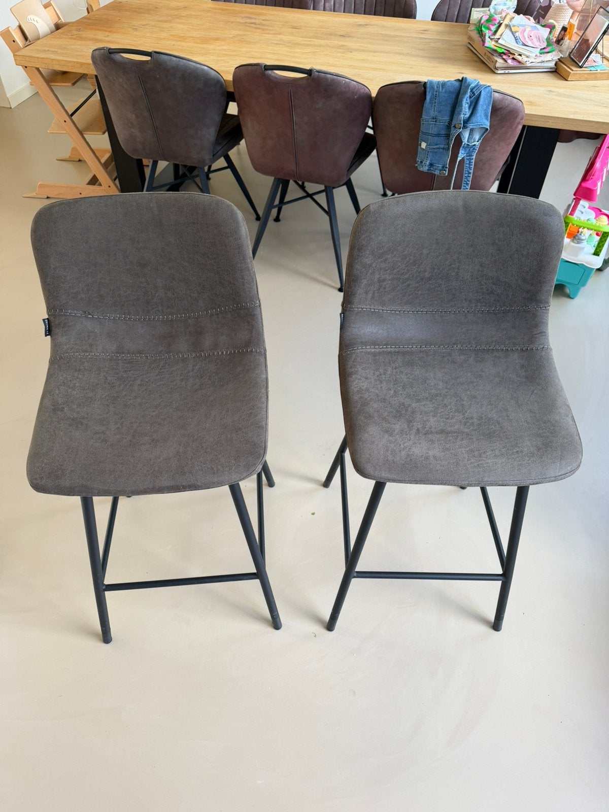 2x Barkruk Barstoel Bronx 71 Antraciet Grijs Exo Leer, Huis en Inrichting, Ophalen, In hoogte verstelbaar, 60 tot 90 cm, Leer