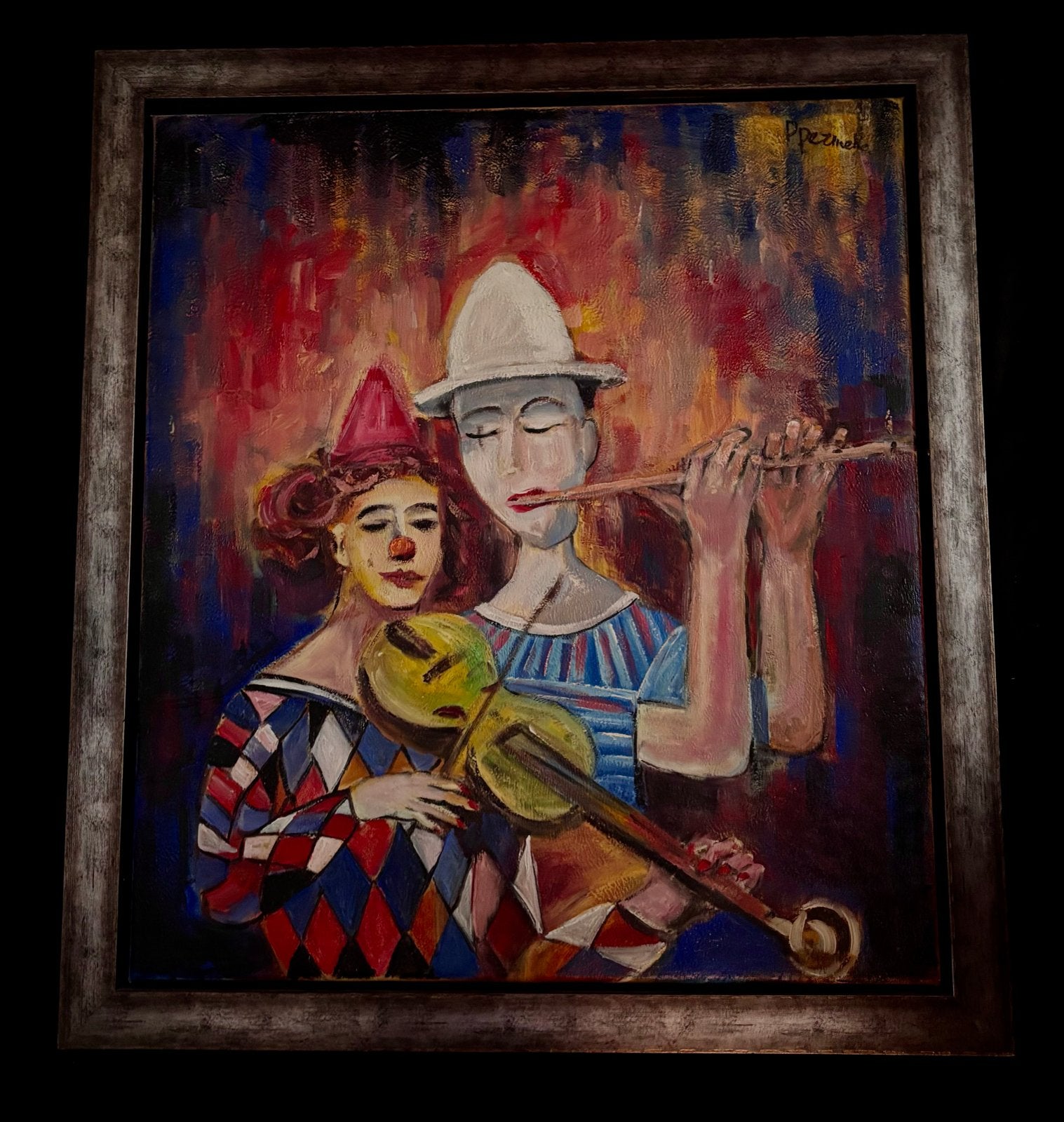 Paul Permeke (1918-1990) - Olieverf schilderij Clown., Antiek en Kunst, Kunst | Schilderijen | Klassiek, Doek, Portret of Personen