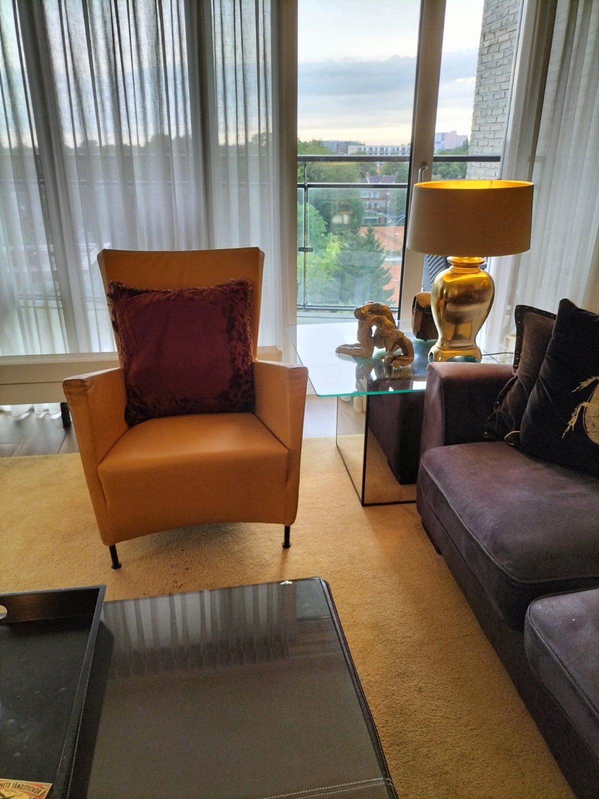 4 design leren fauteuils, Ophalen, Gebruikt, 50 tot 75 cm, Leer
