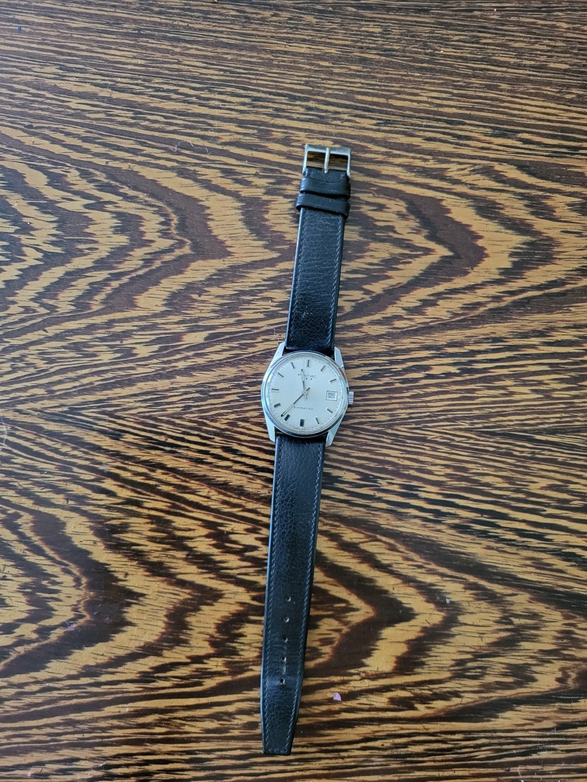 Pontiac Herenhorloge uit 1972 - Vintage Polshorloge, Overige merken, Leer, Staal, Polshorloge