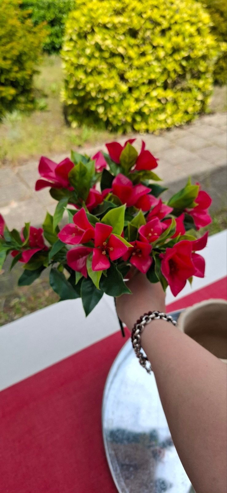 Bougainvillea kunst UV bestendig! fuchsia rood en licht roze, 30 cm, Nieuw, Binnen, Emerald Eternal Green