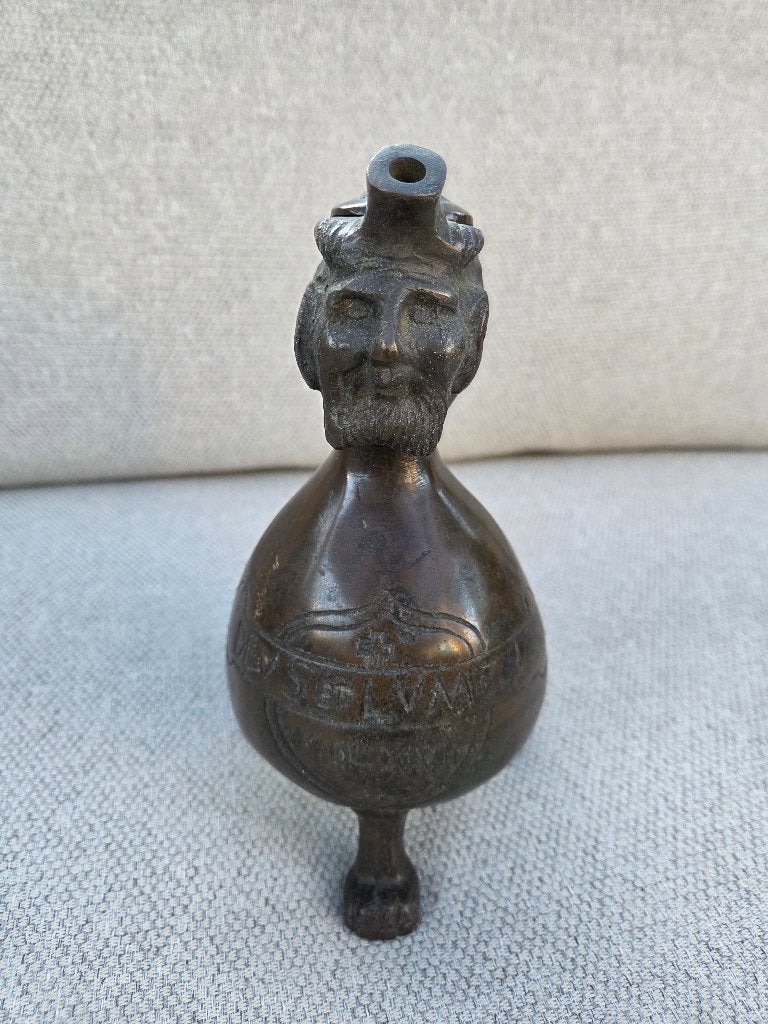 Antieke Bronzen Olielamp / Kannet/ Deus et Lumen, Antiek en Kunst, Ophalen of Verzenden
