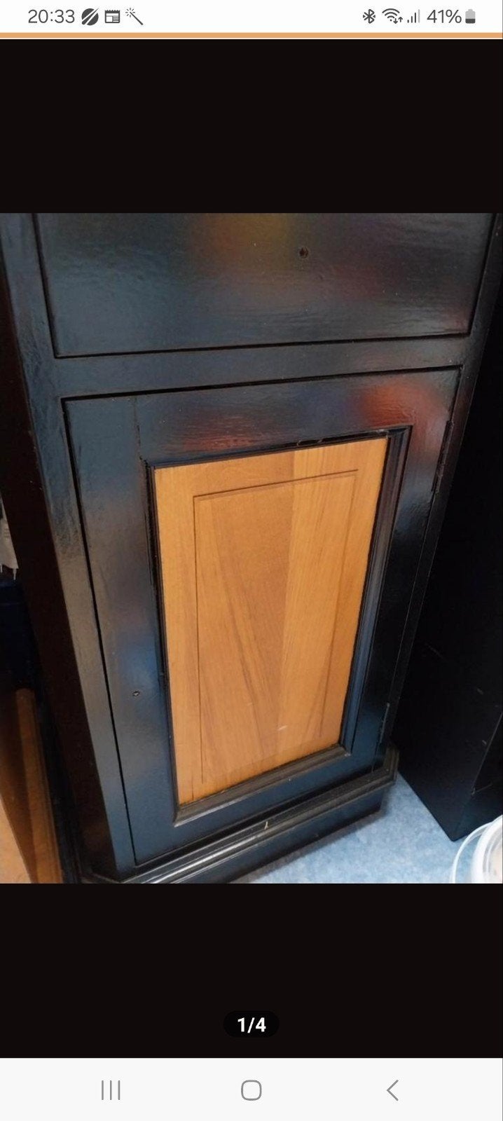 Nachtkastje/Bijzettafel - Zwart met Houten Paneel, Huis en Inrichting, Ophalen