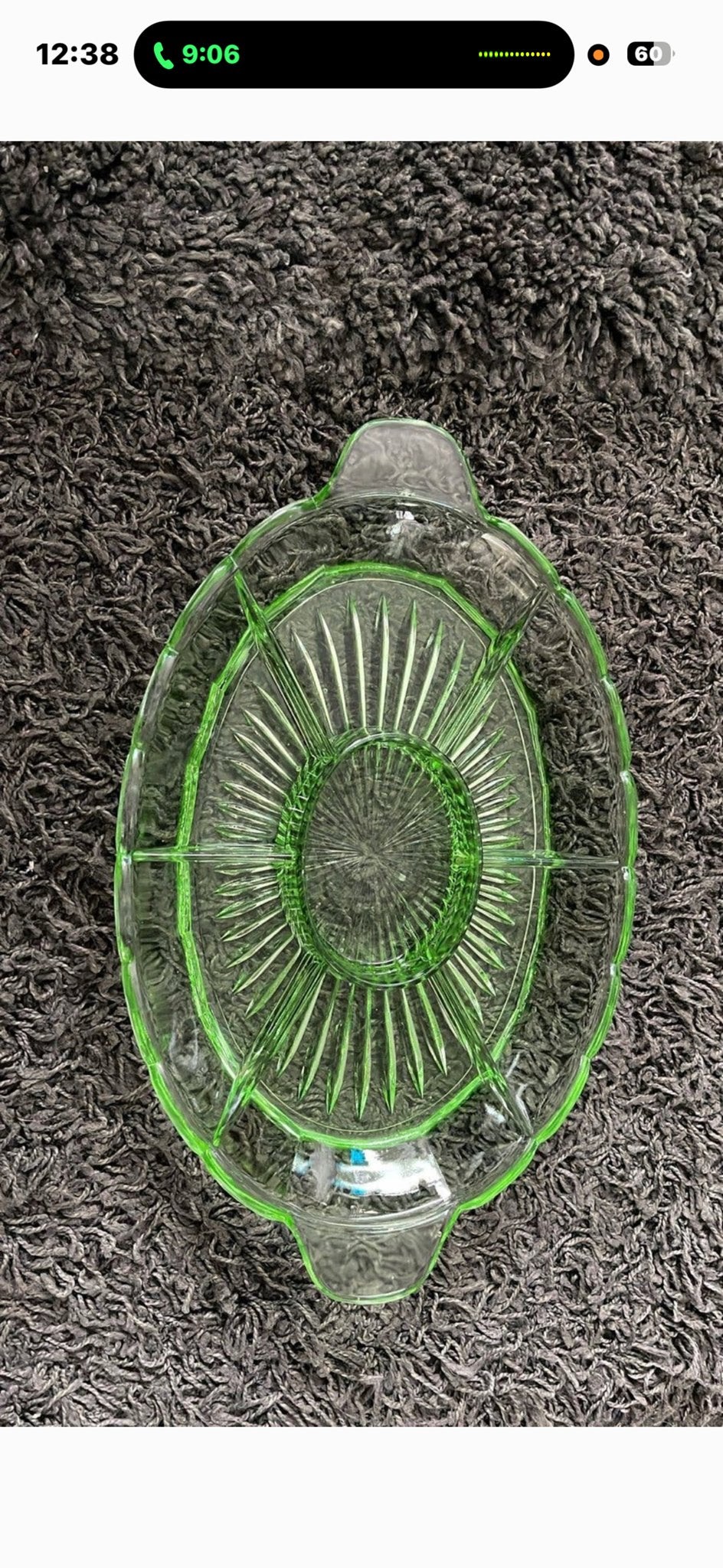 Vintage Uranium Glas Schaal met 3 Vakken - Groen, Ophalen of Verzenden