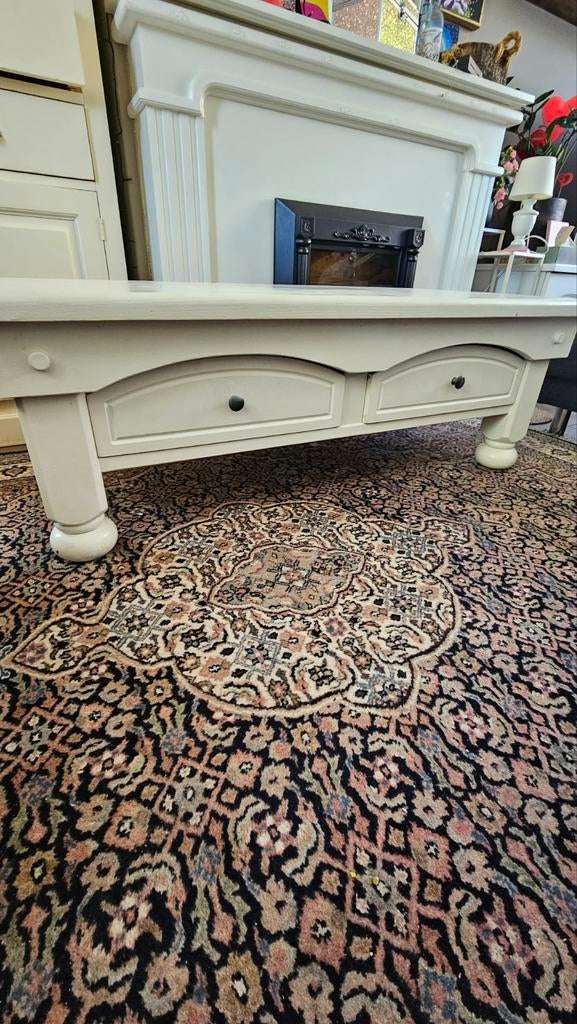 Robuuste Witte Salontafel - Landelijke Stijl, Ophalen, Gebruikt, 100 tot 150 cm, 50 tot 100 cm