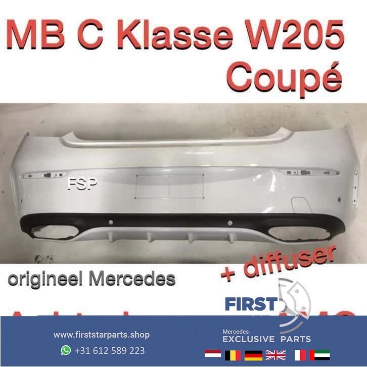 C205 Mercedes C Klasse Coupé Cabrio achterbumper compleet zw, Gebruikt, -, Ophalen of Verzenden, Achter