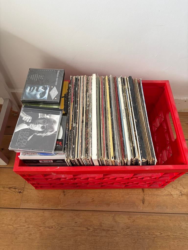 Grote collectie vinylplaten en cd's in krat, Ophalen of Verzenden, Zo goed als nieuw