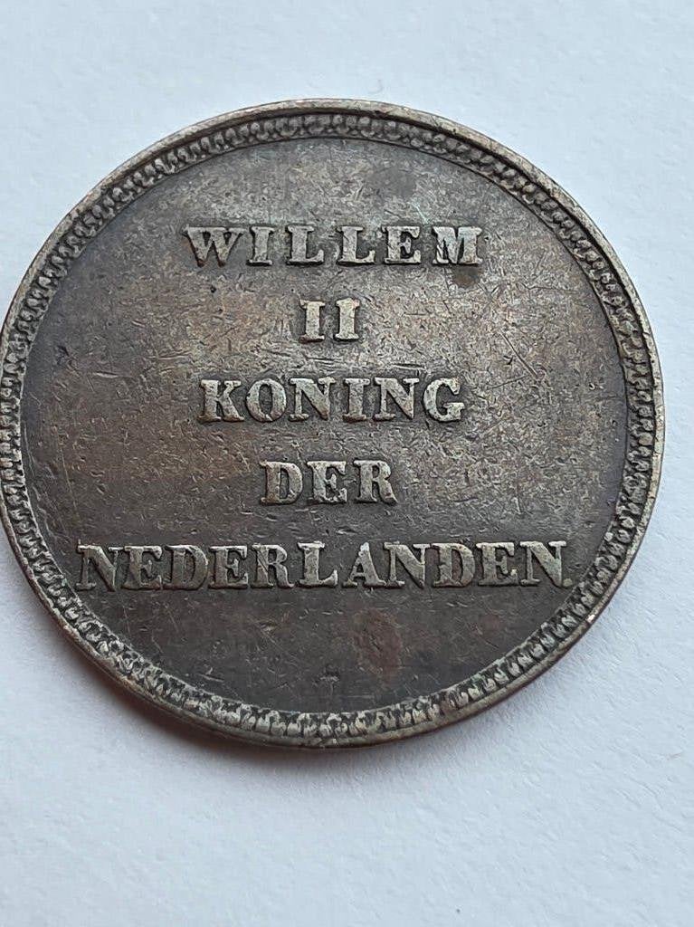 Penning troonbestijging Koning Willem II 1840, Ophalen of Verzenden, Brons, Nederland