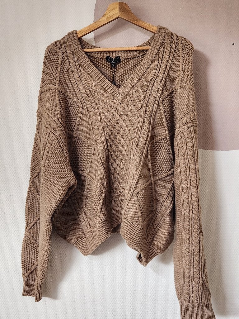 Bruine gebreide trui Zilch - XL, Bruin, Maat 46/48 (XL) of groter, Nieuw, Ophalen of Verzenden