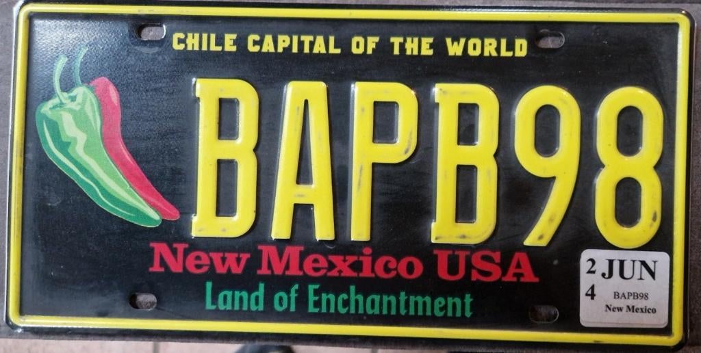 New Mexico kentekenplaat (Chile Edition), Ophalen of Verzenden, Gebruikt, Auto's
