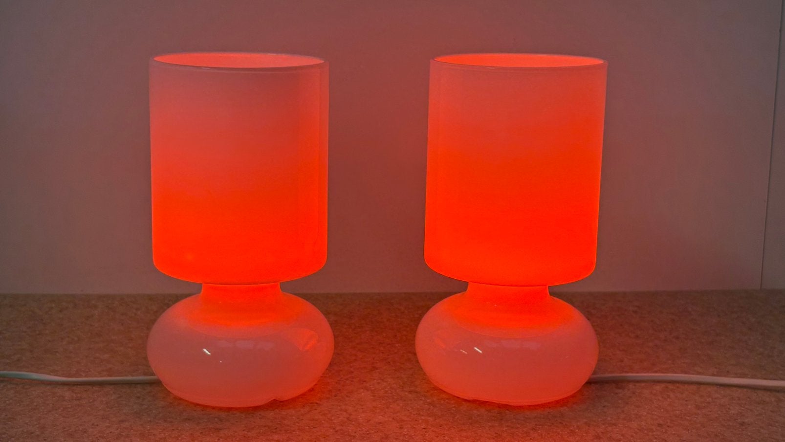 Vintage Ikea design Lykta glazen mushroom wit / oranje, Ophalen, Vintage design, Zo goed als nieuw, .