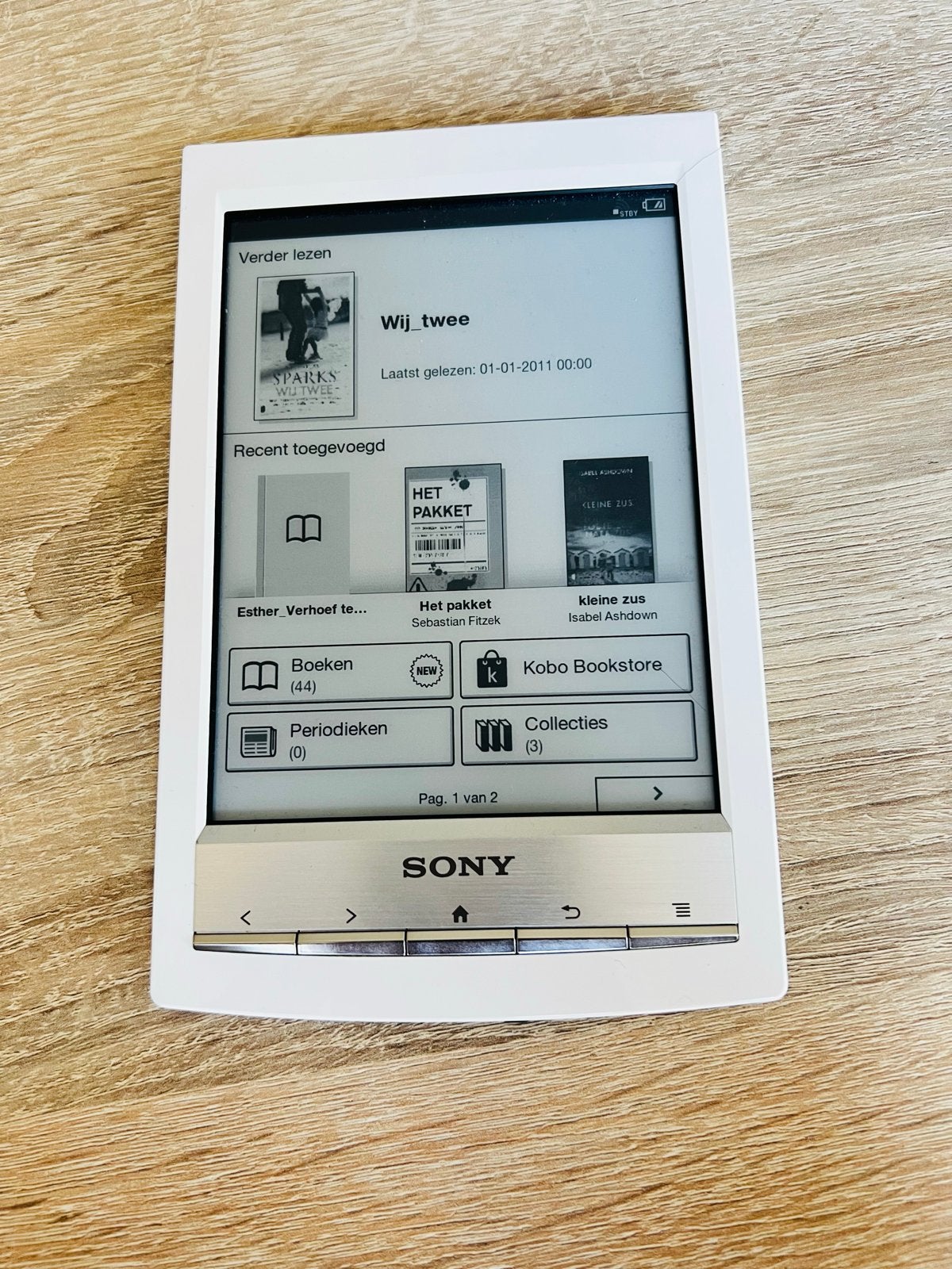 Sony Reader PRS-T1 e-reader - Wit, Gebruikt, Touchscreen, Ophalen of Verzenden, 4 GB of minder