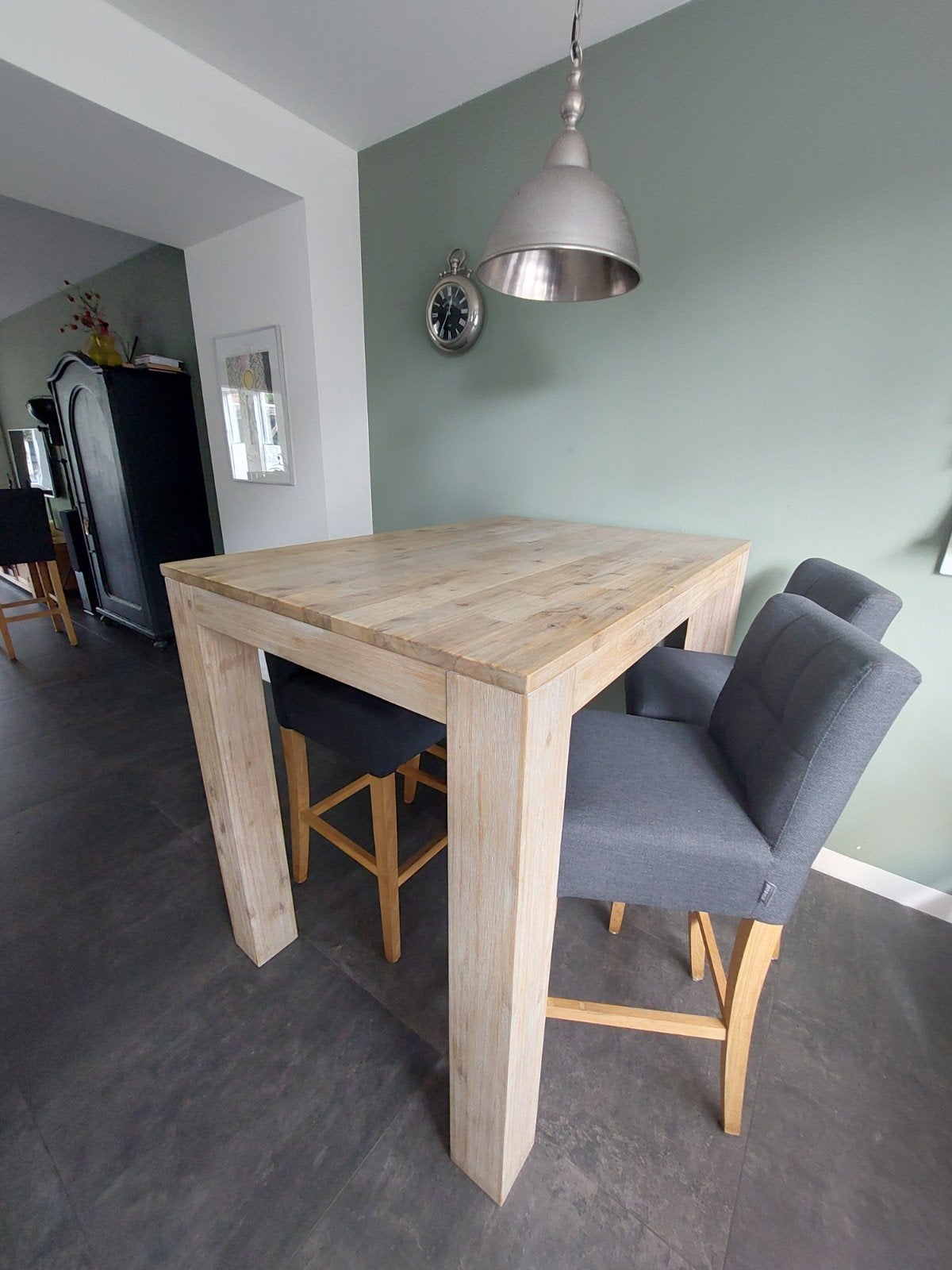 Bartafel 130x90 plus 5 stoelen en lamp, Ophalen, 4 tot 6 stoelen