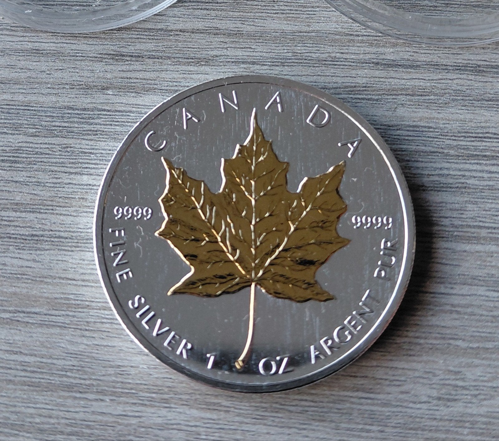 2003 Canadese Maple Leaf 5 Dollars Zilveren Munt Goudkleurig, Ophalen of Verzenden, Zilver