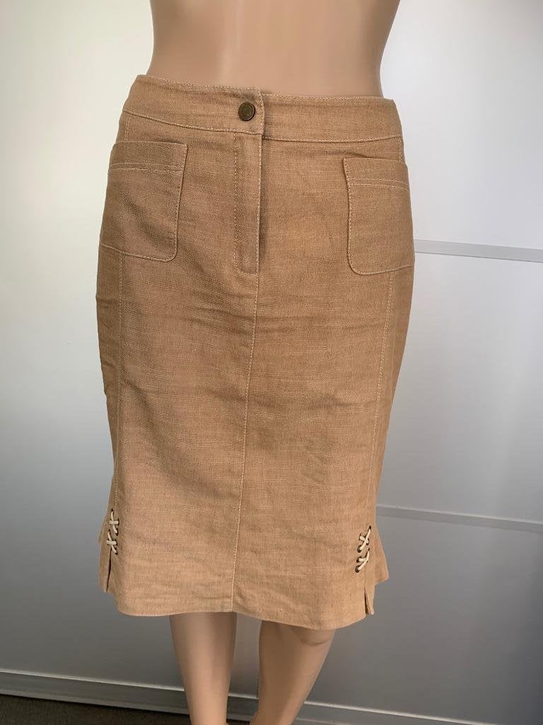 E486 Alain Manoukian: maat 34=XS linnen rok beige, Beige, Alain Manoukian, Ophalen of Verzenden, Zo goed als nieuw