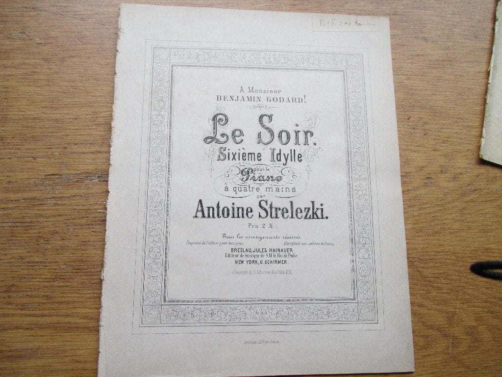 Antoine strelezki -  le soir -piano voor 4 handen, Gebruikt, Klassiek, Ophalen of Verzenden, Artiest of Componist