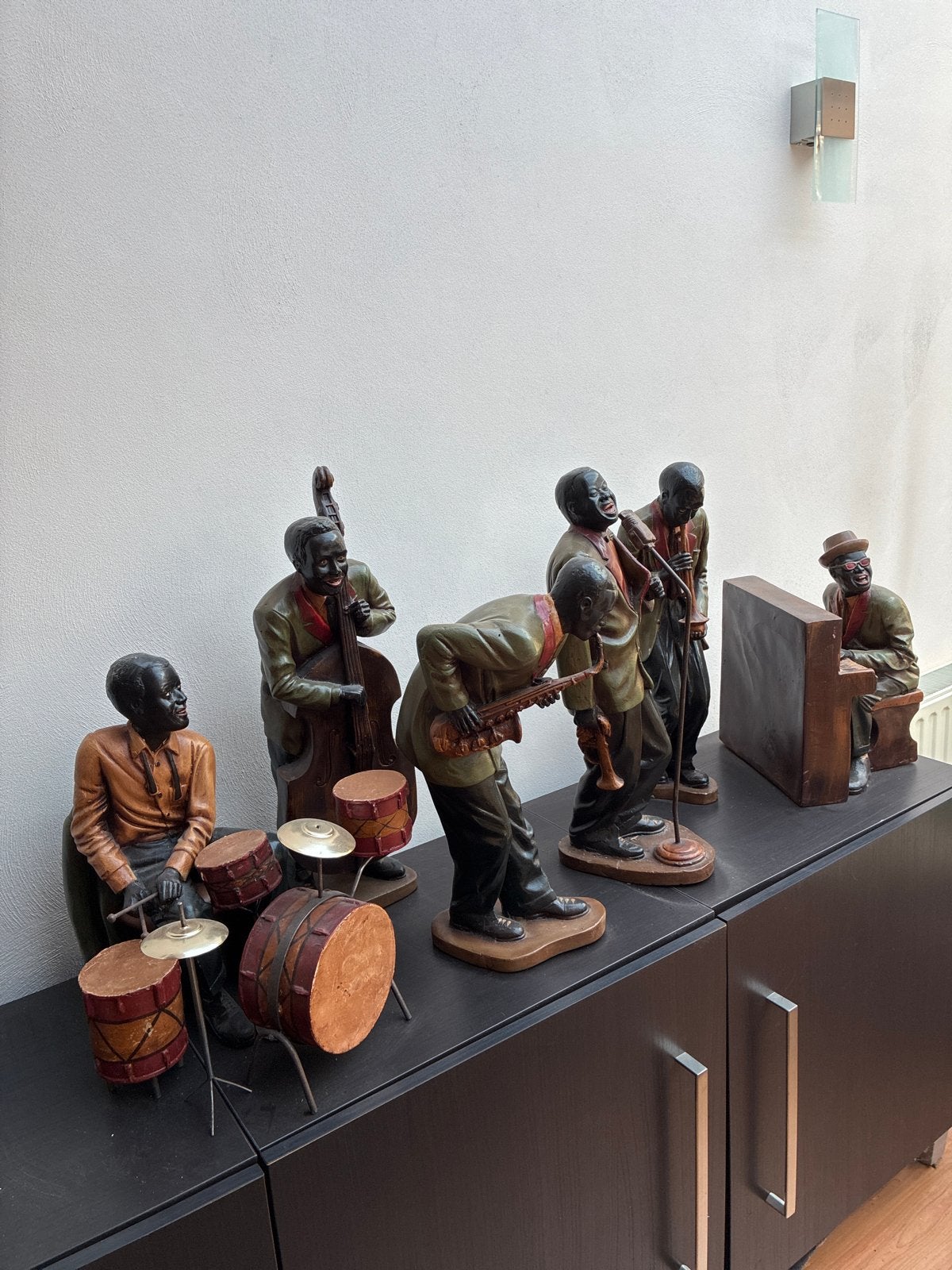 Vintage Jazz Band Beelden - Unieke Muzikale Decoratie, Antiek en Kunst, Ophalen, Groep mensen, 20 - 50 cm, Beeld