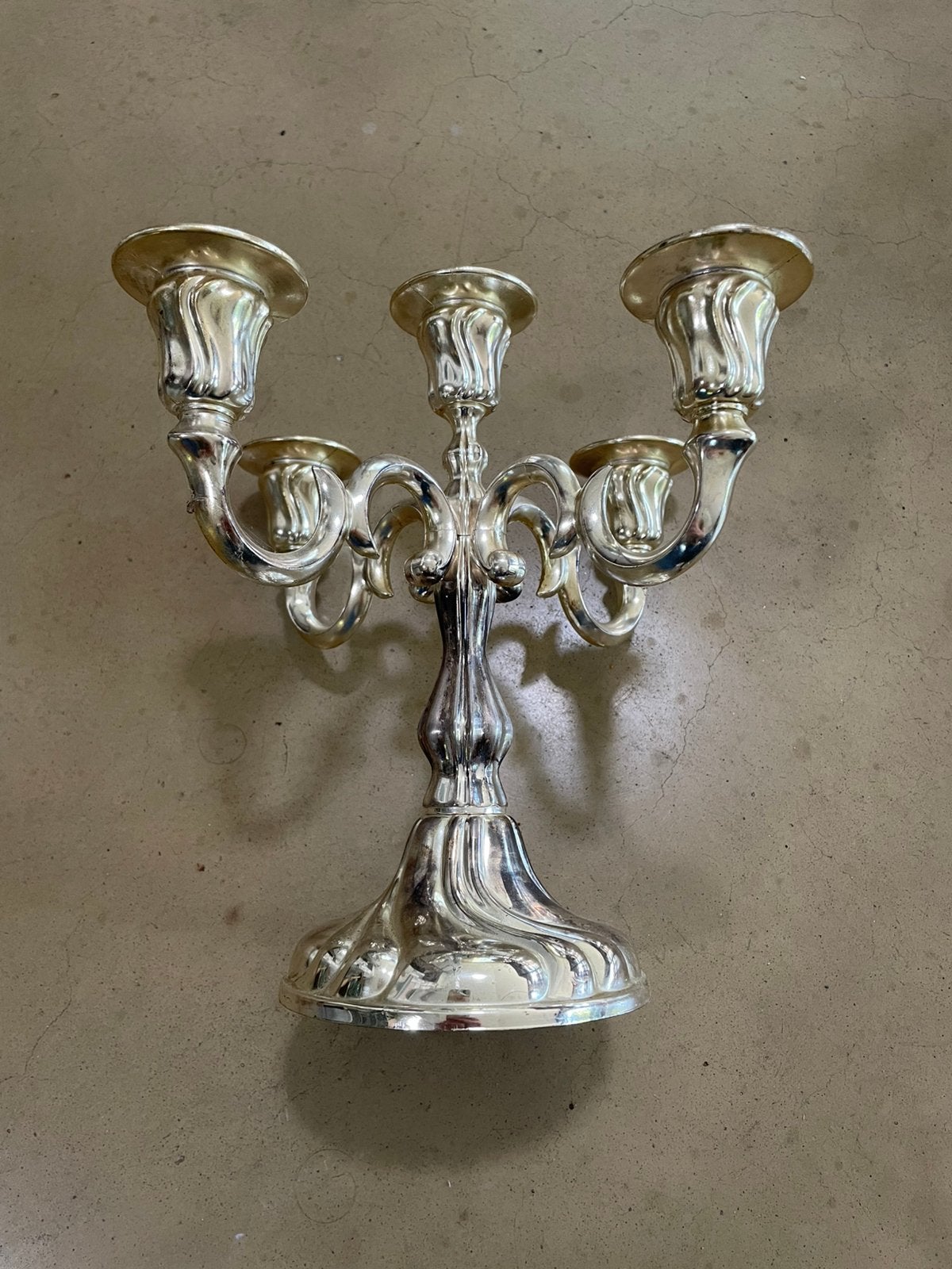 Kandelaar - 5 arm - verzilverd, Antiek en Kunst, Ophalen of Verzenden, Zilver