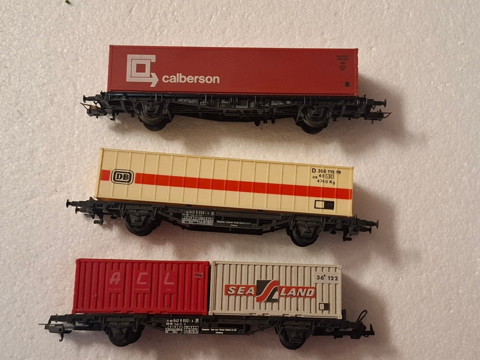 3 container wagons in ho gelijkstroom, Gebruikt, Gelijkstroom, Jouef, Wagon