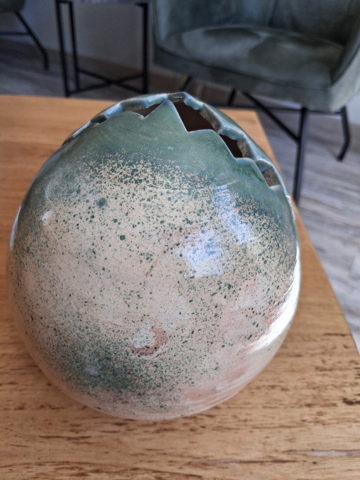 Vintage Raku Keramiek Vaas - Uniek Design 16cm, Ophalen