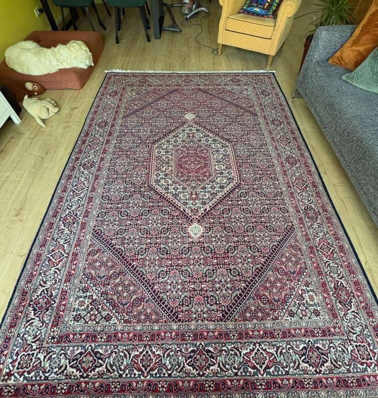 Origineel handgeknoopt Perzisch tapijt Bidjar Super, Ophalen, Gebruikt, 200 cm of meer, Crème