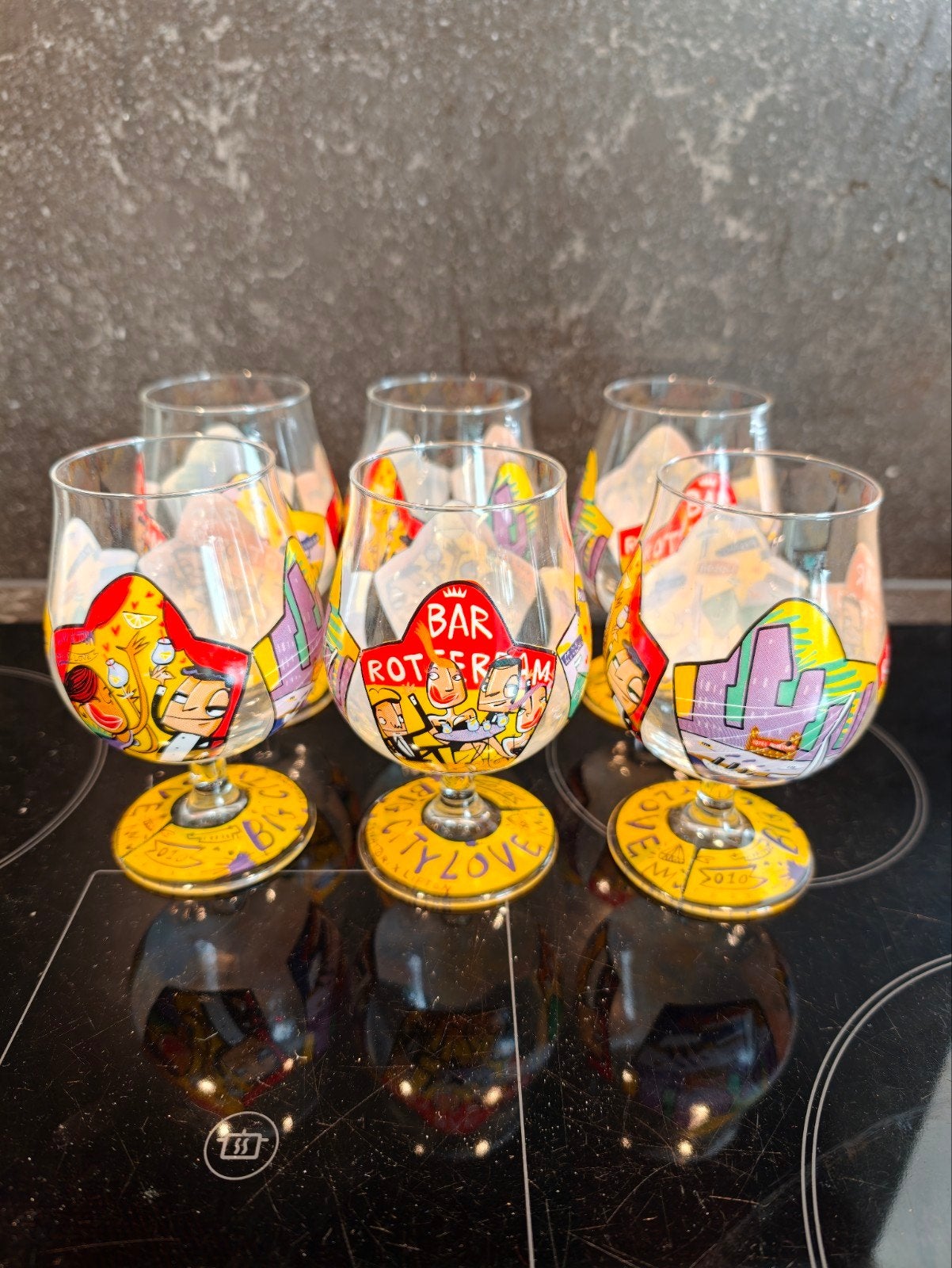 6 Lipton design glazen Rotterdam, Vintage, Meerkleurig, Ophalen of Verzenden, Zo goed als nieuw