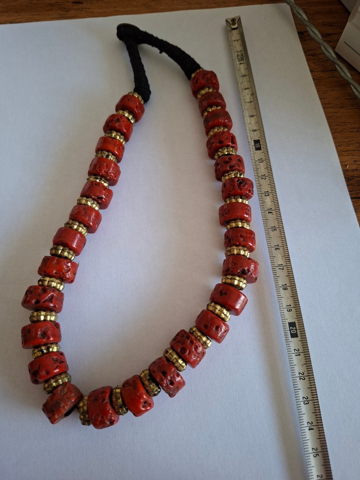 Vintage Koraal Ketting met Messing en Munt Sluiting, Sieraden, Tassen en Uiterlijk, Ophalen of Verzenden, Overige materialen