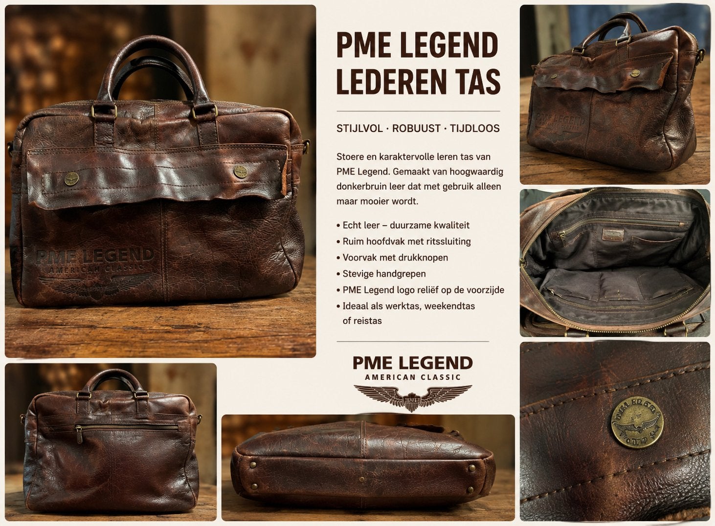 PME Legend leren tas, Verzenden, Zo goed als nieuw, Bruin, Overige merken