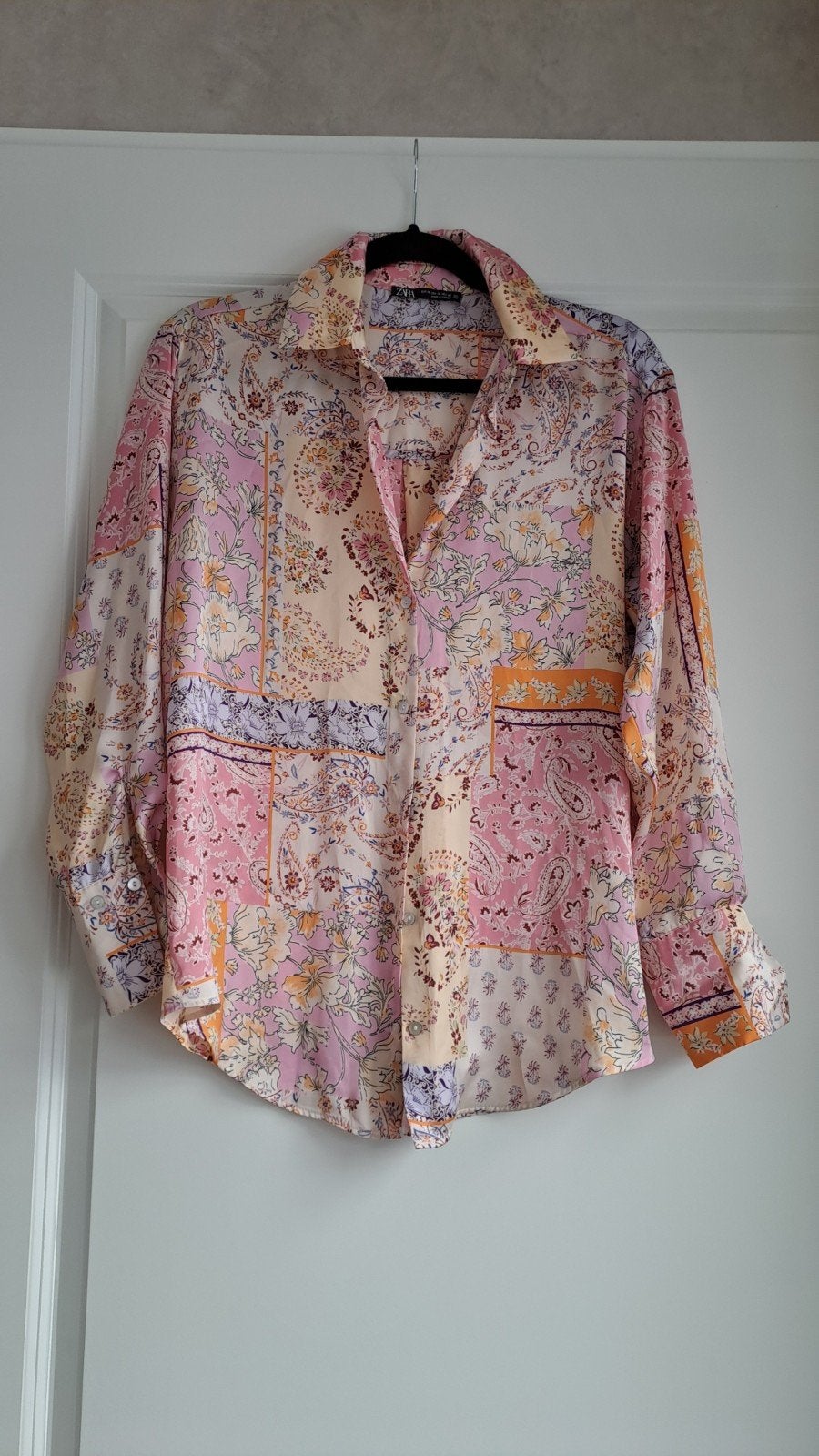 Zara Satijnen Dames Blouse met Print - Maat XS, Zara, Ophalen of Verzenden, Zo goed als nieuw, Roze