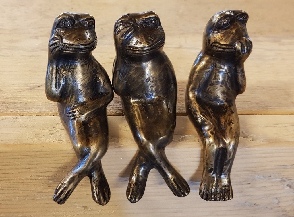 KIKKERS / HOREN ZIEN EN ZWIJGEN / BRONS, Tuin en Terras, Dierenbeeld, Nieuw, Info@huisentuindecoratiemarie.nl, Huis en tuin decoratie marie