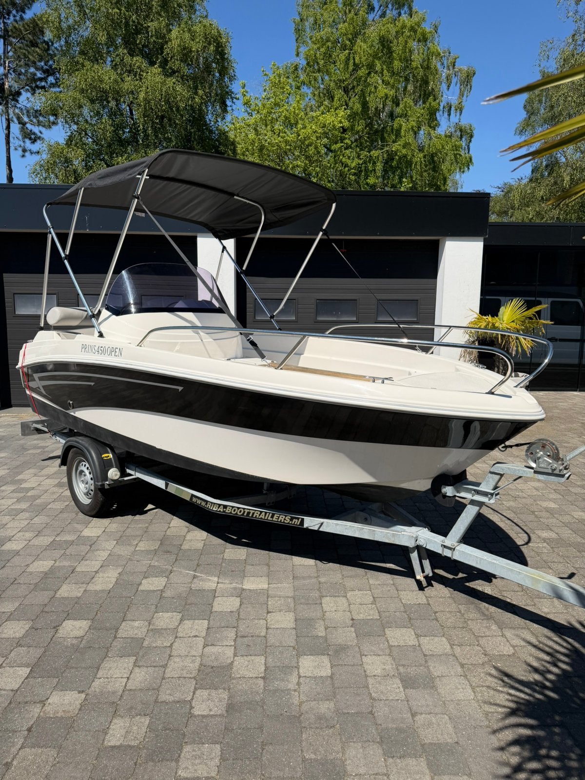 Prins 450 Open Nieuwe 25pk Yamaha | Trailer | Biminitop, Ophalen, Zo goed als nieuw, 2 m, Elektrische start