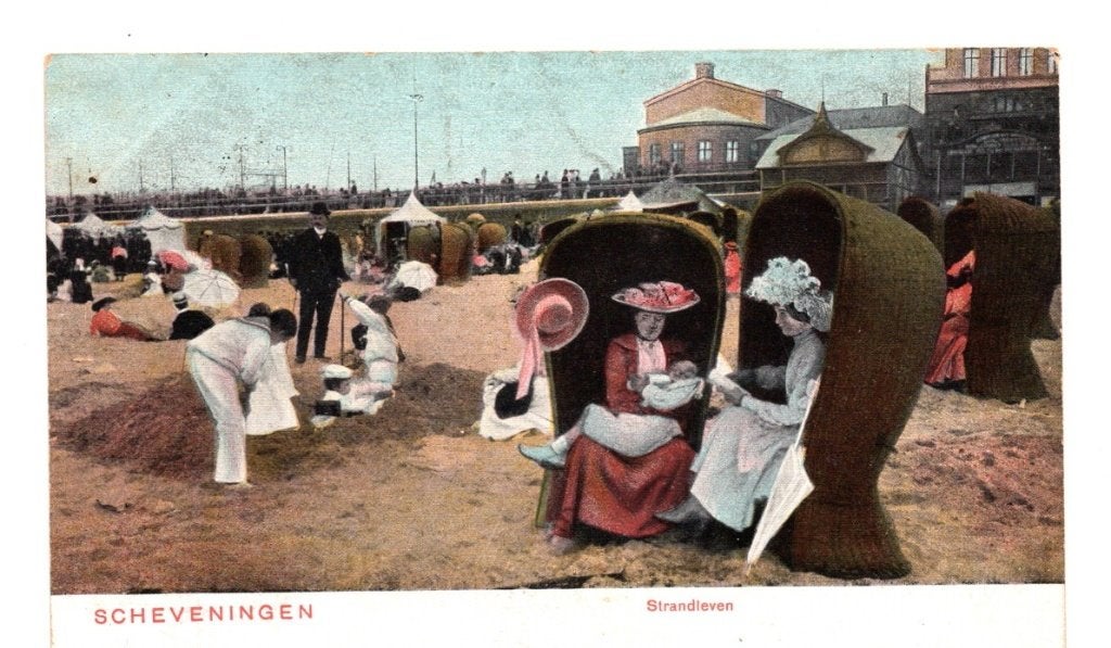 Oude Ansichtkaart Scheveningen Strandleven Gelopen 1905, Ophalen of Verzenden, Voor 1920, Gelopen, Zuid-Holland