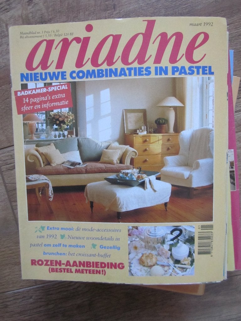 Ariadne woonbladen 4x 1992 met tal van merklappatronen, Ophalen of Verzenden, Zo goed als nieuw, Breien of Haken, Patroon of Boek