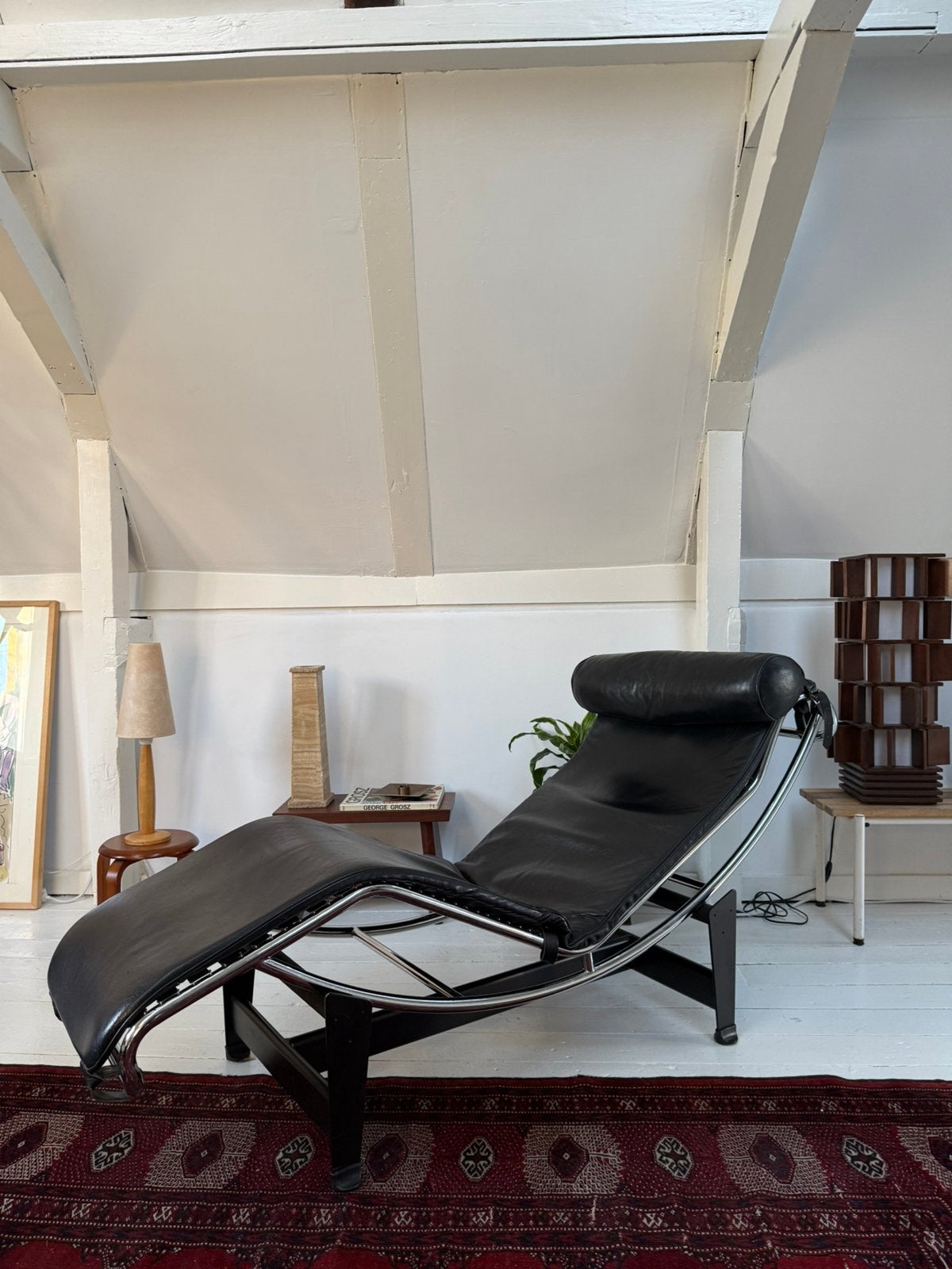 LC4 Le Corbusier reproductie echt leer, Ophalen of Verzenden, Gebruikt, Leer, 50 tot 75 cm