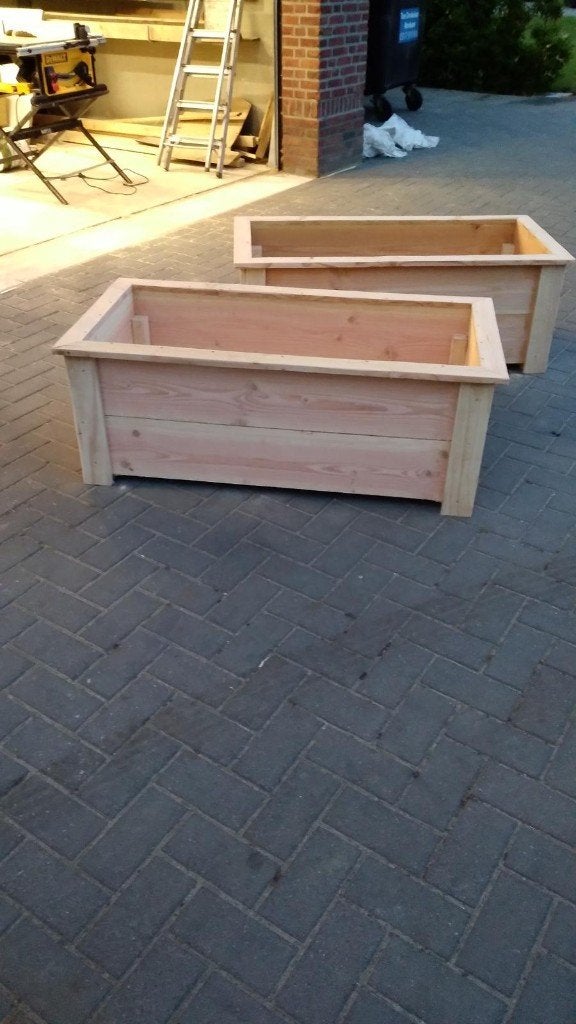Douglas houten maatwerk bloembakken, planten sierbakken, Ophalen, Vierkant, Nieuw, Tuin