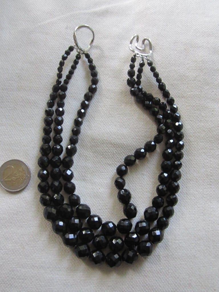 37.   Schitterende oude ketting,  French jet,  40 cm, Sieraden, Tassen en Uiterlijk, Ophalen, Overige materialen, Ketting