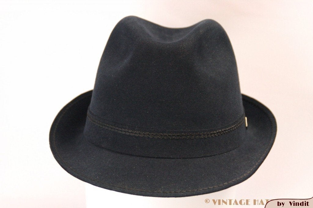 mooie Vintage Gleufhoed Ottmar Reich donker blauw 56, Overige kleuren, Ottmar Reich - Blue Star, Ophalen of Verzenden, Accessoires