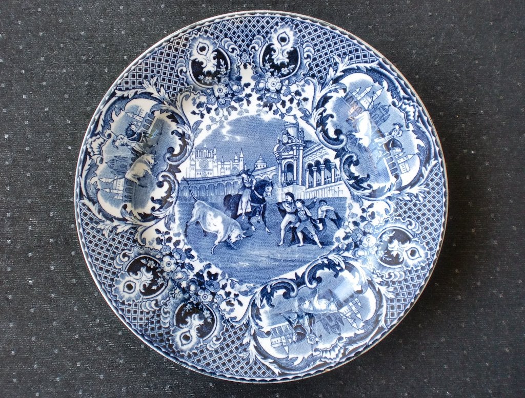 Aardewerk bord Stiergevecht – Société Céramique, Maastricht, Ophalen of Verzenden