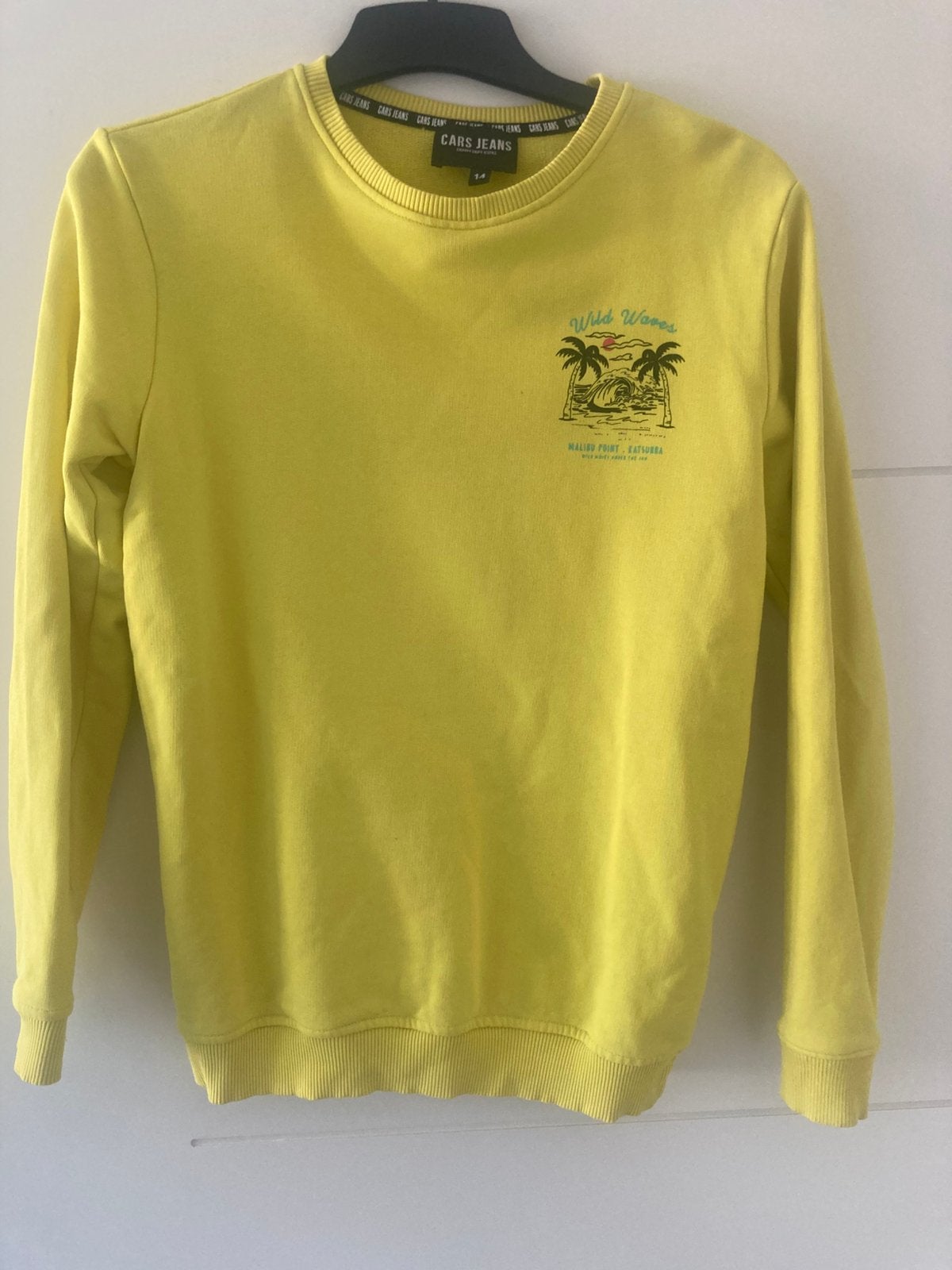 Cars sweater trui geel print rug maat 164/176, Ophalen of Verzenden, Zo goed als nieuw, Jongen, Trui of Vest
