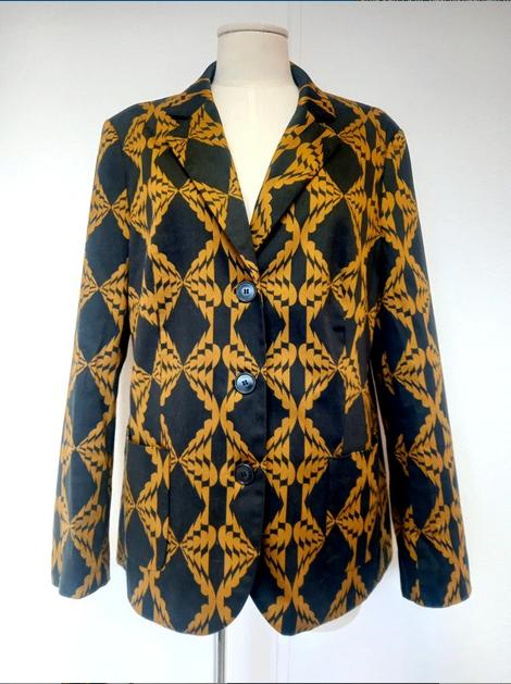 Zwarte met okegele blazer van Nathalie Vleeschouwer maat L, Nathalie Vleeshouwer, Zwart, Maat 42/44 (L), Ophalen of Verzenden