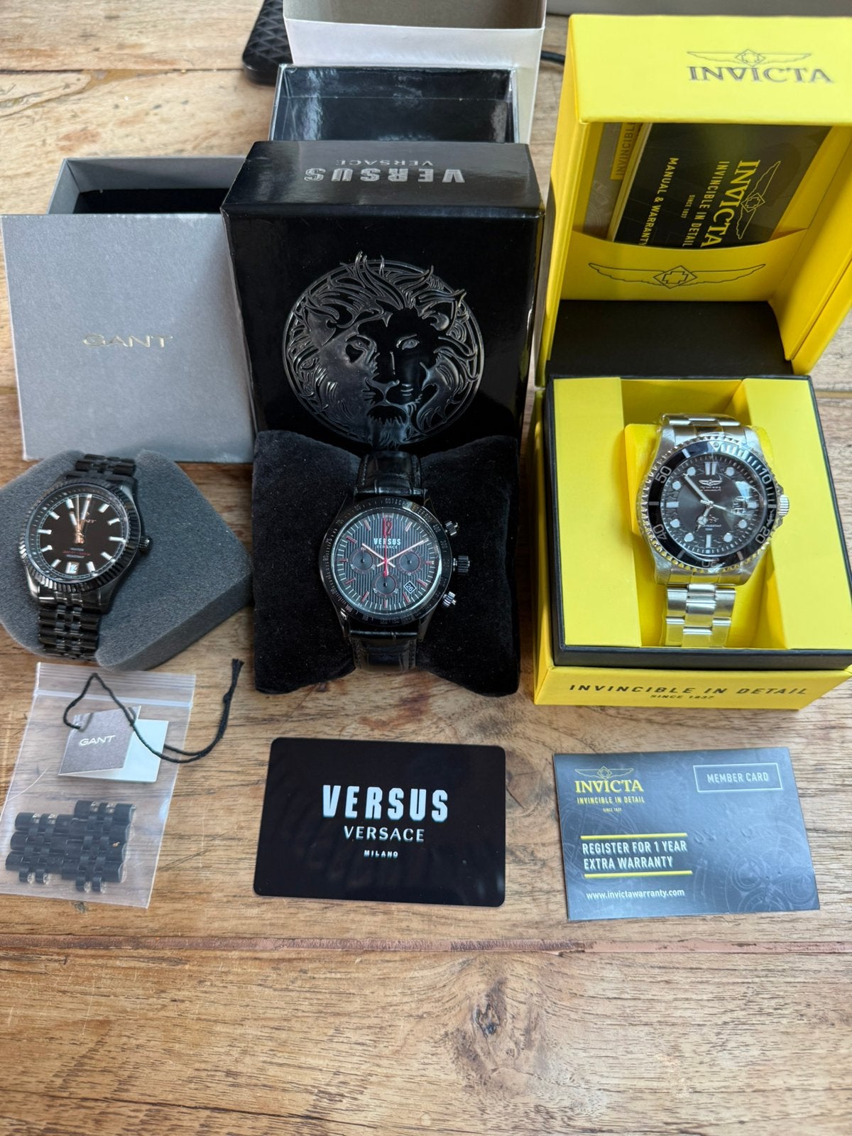 Horloges versus versace - invicta - gant, Ophalen of Verzenden, Zo goed als nieuw, Staal, Overige merken