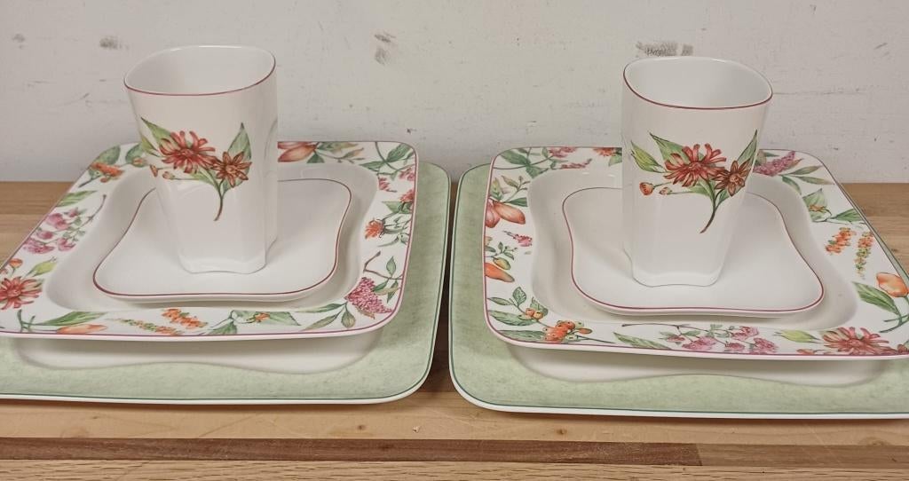 8 Delig Villeroy & Boch Vivo Bloemmotieven Servies, Ophalen of Verzenden, Zo goed als nieuw, Porselein, Overige stijlen