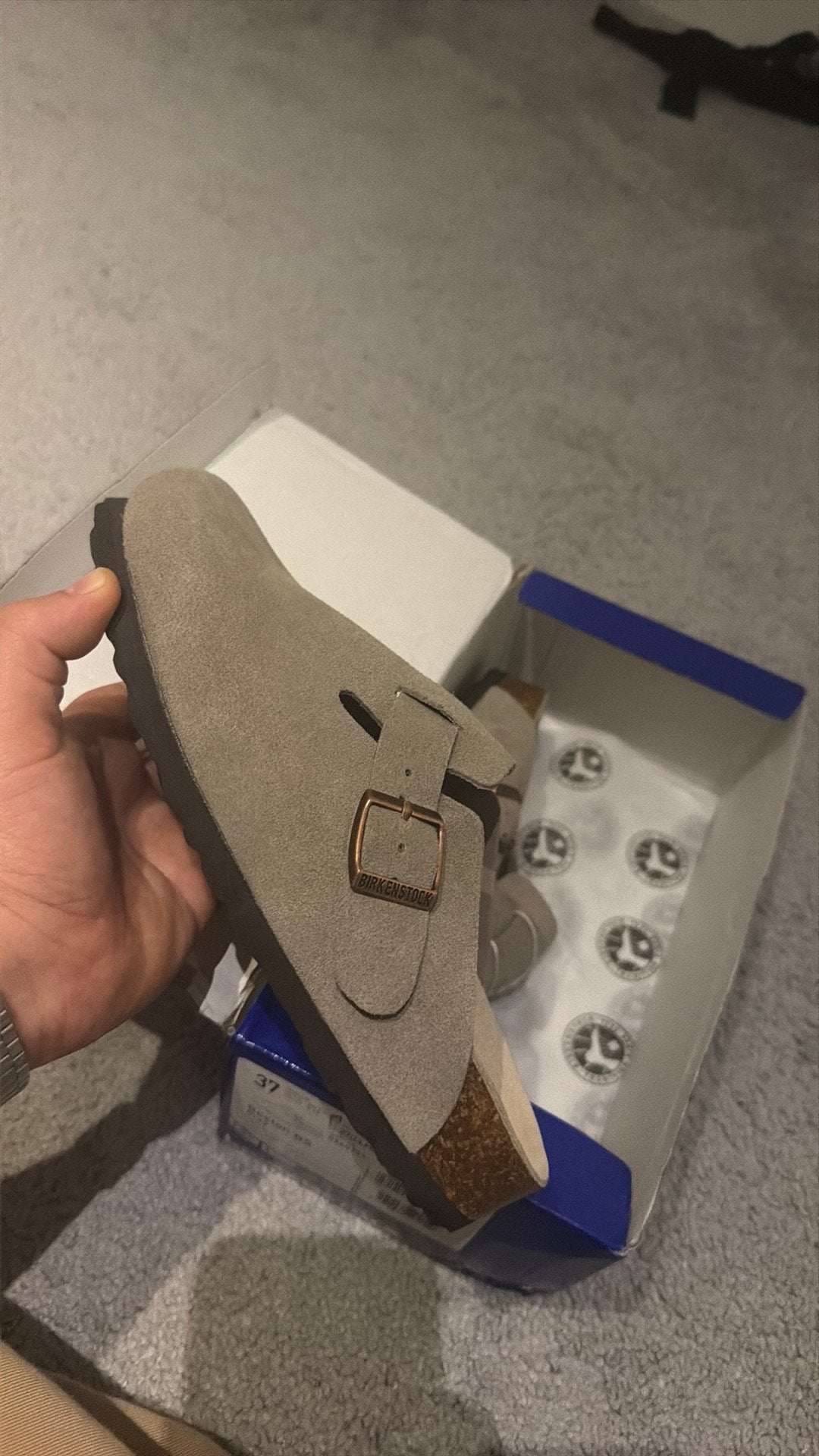 Birkenstock boston gray maat 37, Ophalen of Verzenden, Zo goed als nieuw